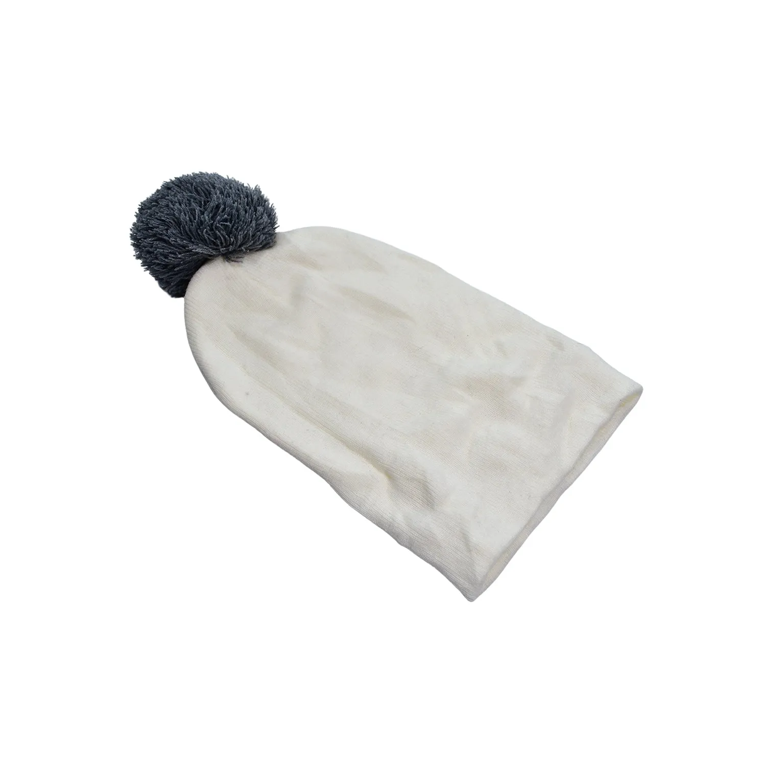 Men's and Women's Skull Slouchy Winter Woolen Knitted Black Inside Fur Beanie Cap.