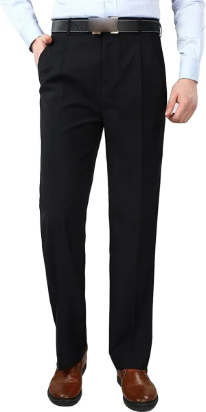 Men'S Classic Fit Flat Front Dress Pants Skinny Casual Business Chino Pants Stretch Slim Fit Skinny Suit Pants (31,Dark Blue), Dark Blue, 31