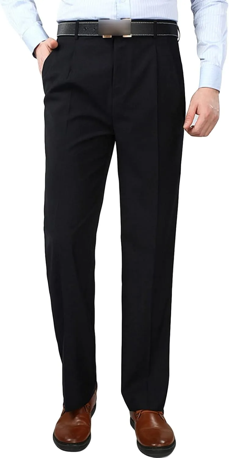 Men'S Classic Fit Flat Front Dress Pants Skinny Casual Business Chino Pants Stretch Slim Fit Skinny Suit Pants (31,Dark Blue), Dark Blue, 31
