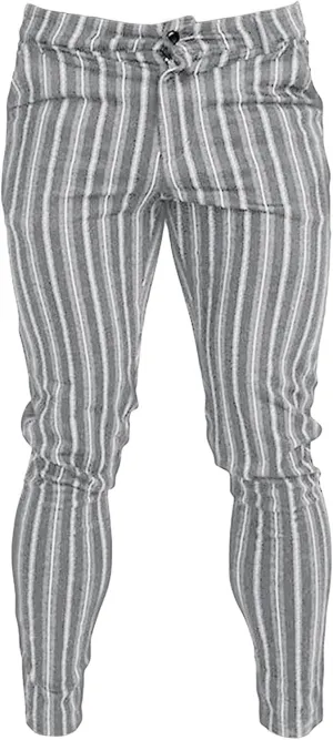 Men's Dress Striped Pants Slim Fit Flat Front Business Trousers Plaid Skinny Stretch Chino Pants Dress Pants