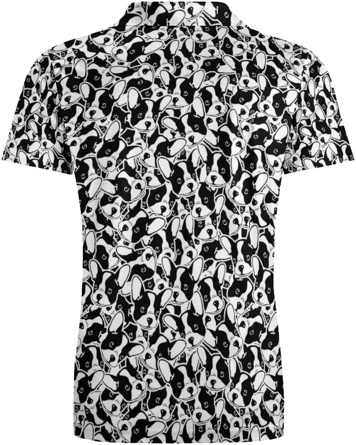 Men's French Bulldog Head Polo Shirts Short Sleeve Cool Golf Shirt Quick-Dry Activewear Polos