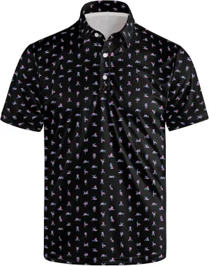 Men's Funny Golf Polo Shirts Quick-Dry Moisture Wicking Humorous Print Short Sleeve Shirt for Golf, Work & Summer