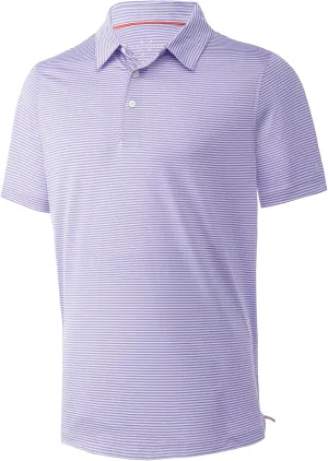 Mens Golf Polo Shirt Moisture Wicking Dry Fit Performance Athletic Short Sleeve Striped Golf Shirts for Men
