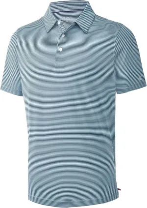 Mens Golf Polo Shirt Moisture Wicking Dry Fit Performance Athletic Short Sleeve Striped Golf Shirts for Men