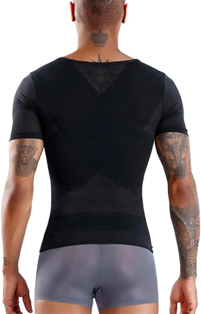 Mens Gynecomastia Shirts Slimming Body Shaper Compression Shirt for Vest Athletic Undershirt M-3XL