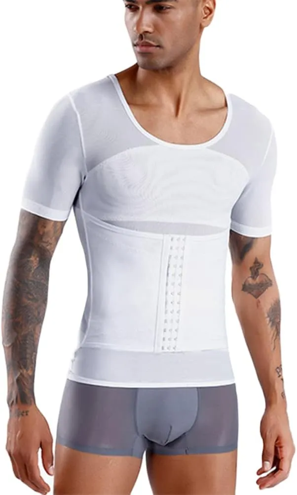 Mens Gynecomastia Shirts Slimming Body Shaper Compression Shirt for Vest Athletic Undershirt M-3XL