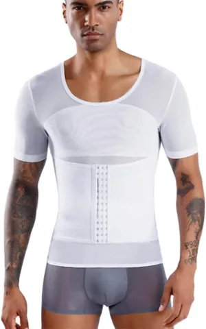 Mens Gynecomastia Shirts Slimming Body Shaper Compression Shirt for Vest Athletic Undershirt M-3XL