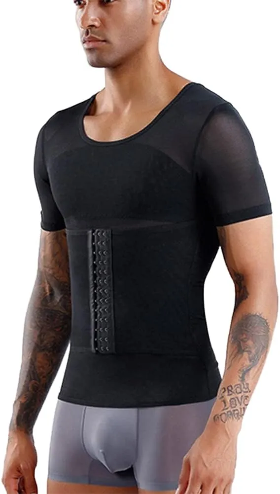 Mens Gynecomastia Shirts Slimming Body Shaper Compression Shirt for Vest Athletic Undershirt M-3XL