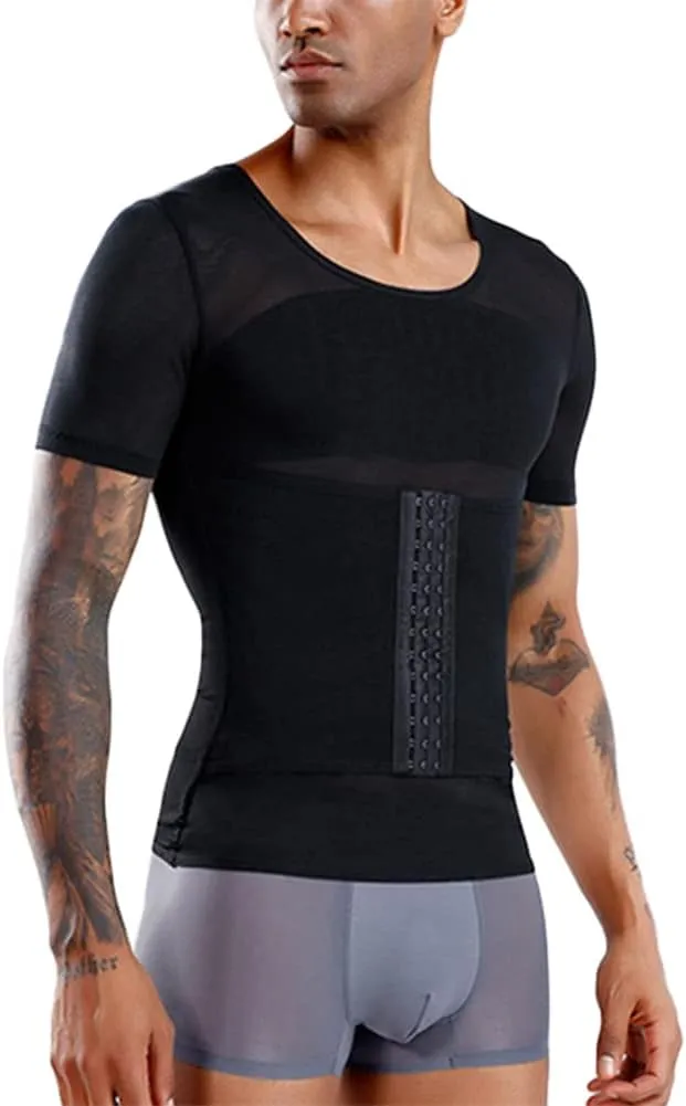 Mens Gynecomastia Shirts Slimming Body Shaper Compression Shirt for Vest Athletic Undershirt M-3XL