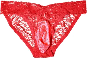 Mens Sexy Bikini Briefs Underwear Low Rise Lace Panties Lingerie Trim T-Back G String Underpants