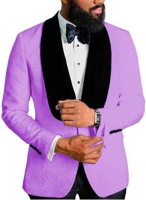 Men's Shawl Lapel Floral Blazer One Button Regular Fit Prom Party Jacket Dinner Coat