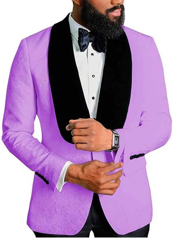 Men's Shawl Lapel Floral Blazer One Button Regular Fit Prom Party Jacket Dinner Coat