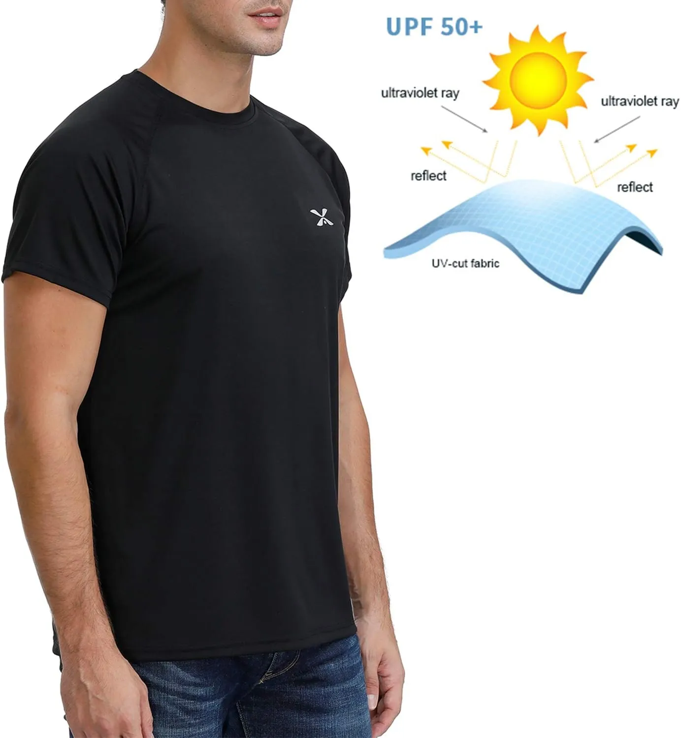 Mens Short Sleeve Outdoor Performance T-Shirt Quick Dry Crew UPF 50  Athletic Running Workout Fishing Top Shirts