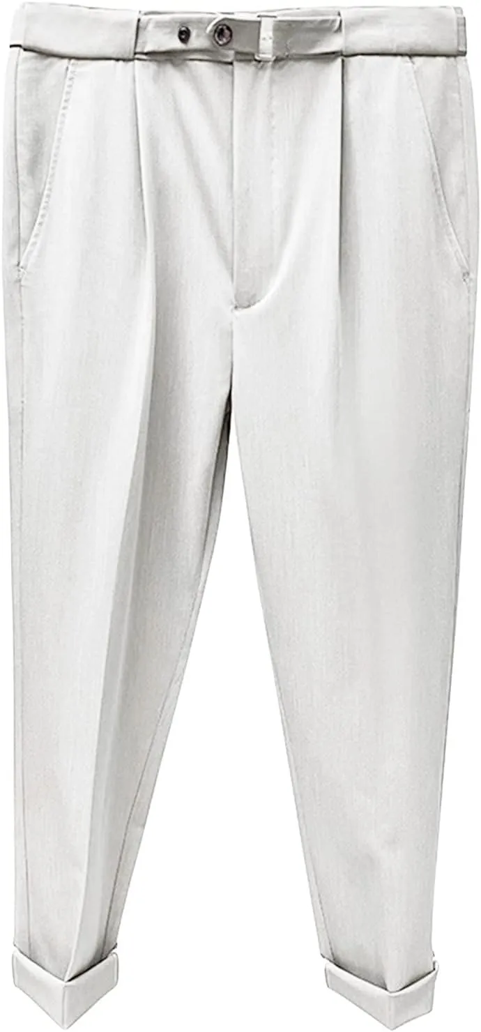 Men's Slim Fit Dress Pant Stretch Flat Front Traveler Long Pant Fashion Casual Business Chino Pants (28,White)