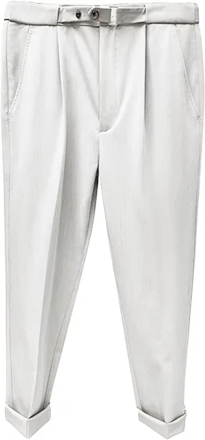 Men's Slim Fit Dress Pant Stretch Flat Front Traveler Long Pant Fashion Casual Business Chino Pants (28,White)