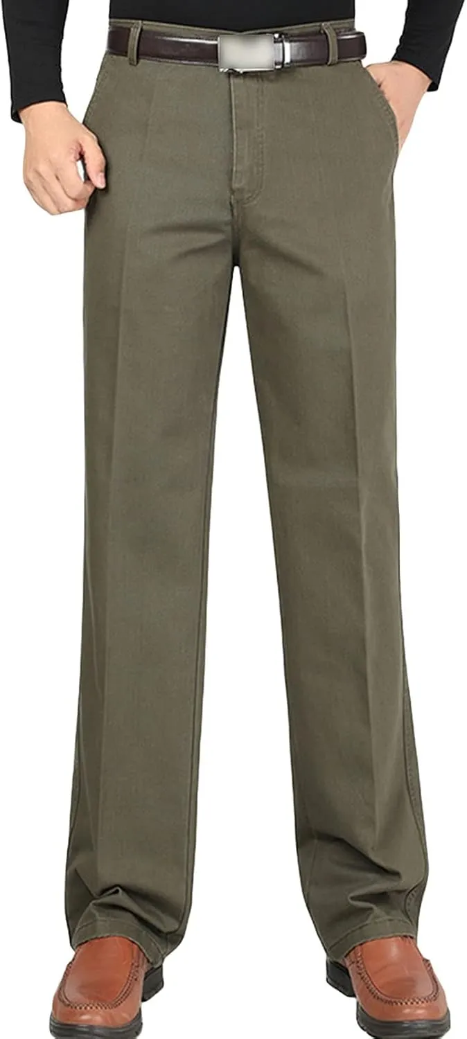 Men'S Stretch Dress Pants Casual Slim Fit Skinny Suit Pants Chino Pant Business Fit Flex Flat Front Pant (33,Army Green), Army Green, 33
