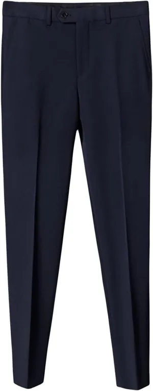 Men's Stretch Dress Pants Slim Fit Skinny Suit Pants Casual Fashion Retro Tapered Business Dress Chino Pants (33,Dark Blue)