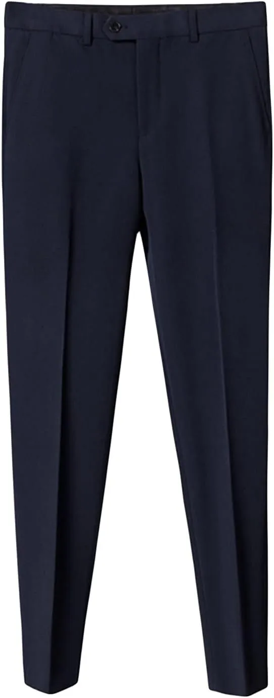 Men's Stretch Dress Pants Slim Fit Skinny Suit Pants Casual Fashion Retro Tapered Business Dress Chino Pants (34,Dark Blue)