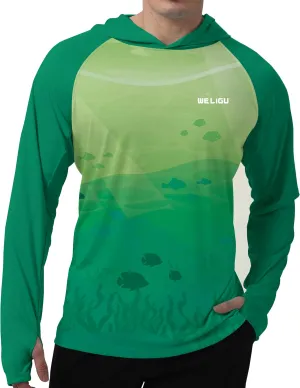 Men's UPF 50  Sun Protection Hoodie Shirt Long Sleeve SPF Fishing Outdoor UV Hiking Lightweight Shirts