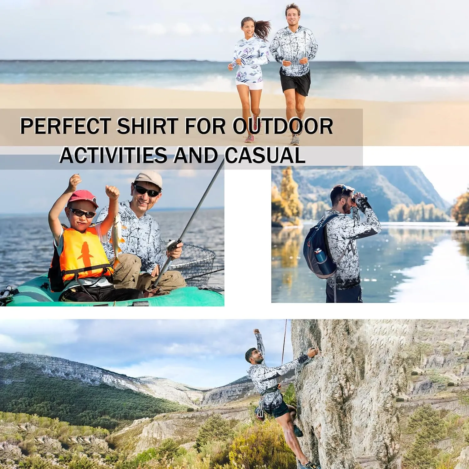 Men's UPF 50  Sun Protection Hoodie Shirt Long Sleeve SPF Fishing Outdoor UV Hiking Lightweight Shirts