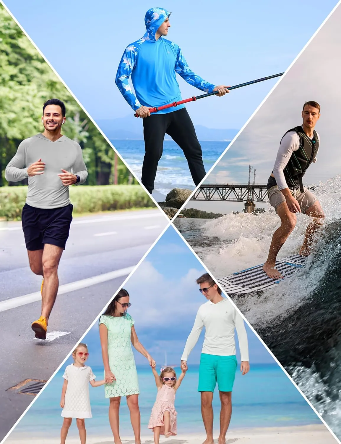 Men's UPF 50  Sun Protection Hoodie Shirts Long Sleeve Rash Guard Fishing Hiking SPF UV Shirt Quick Dry