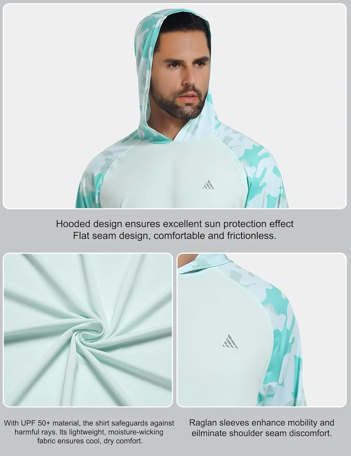 Men's UPF 50  Sun Protection Hoodie Shirts Long Sleeve Rash Guard Fishing Hiking SPF UV Shirt Quick Dry