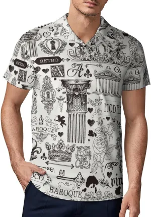 Men's Vintage Art Furniture and Antiques Polo Shirts Short Sleeve Cool Golf Shirt Quick-Dry Activewear Polos