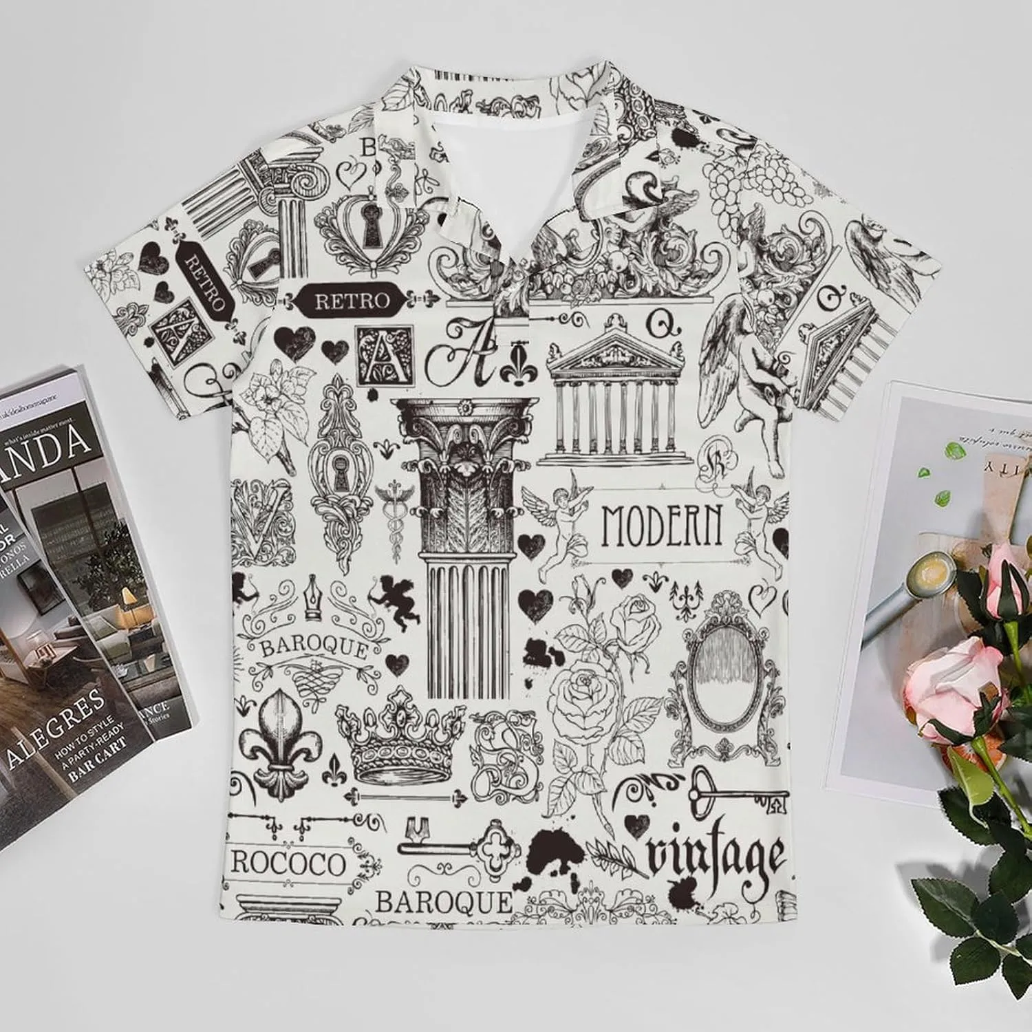 Men's Vintage Art Furniture and Antiques Polo Shirts Short Sleeve Cool Golf Shirt Quick-Dry Activewear Polos