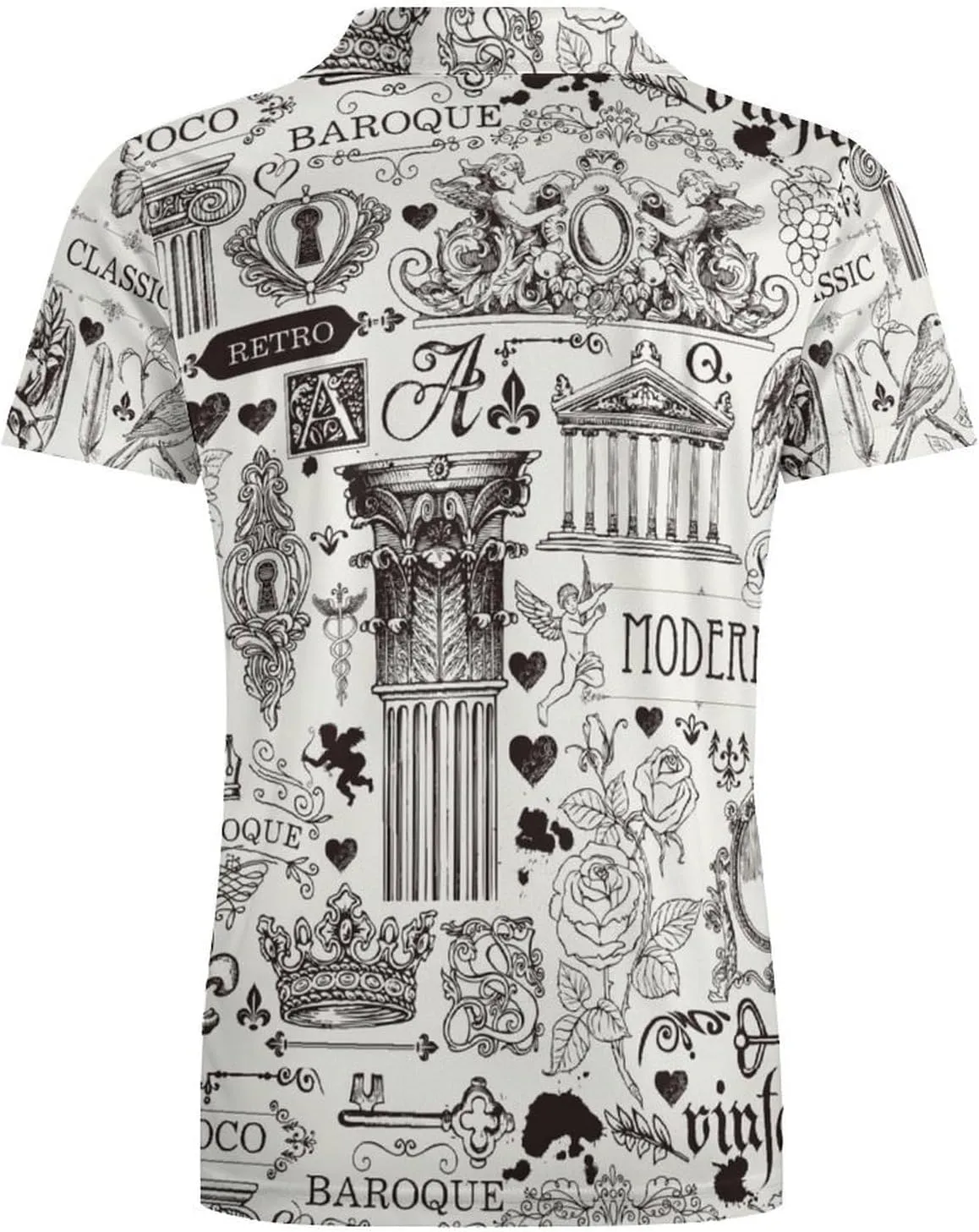 Men's Vintage Art Furniture and Antiques Polo Shirts Short Sleeve Cool Golf Shirt Quick-Dry Activewear Polos