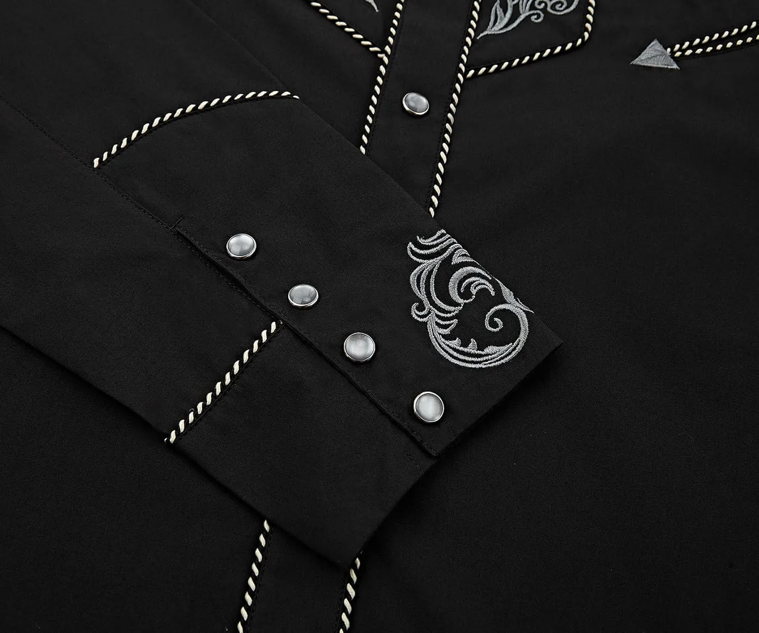 Men's Western Cowboy Shirt Embroidered Exquisite Long Sleeve Regular Fit Snap Button Down Shirts