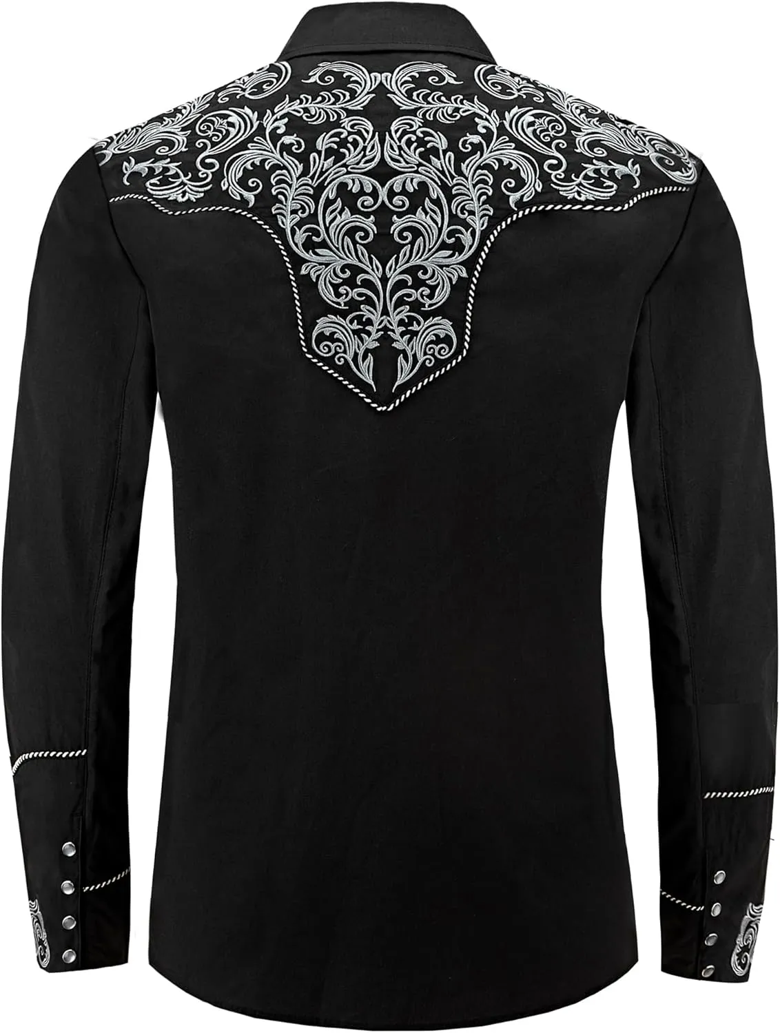 Men's Western Cowboy Shirt Embroidered Exquisite Long Sleeve Regular Fit Snap Button Down Shirts