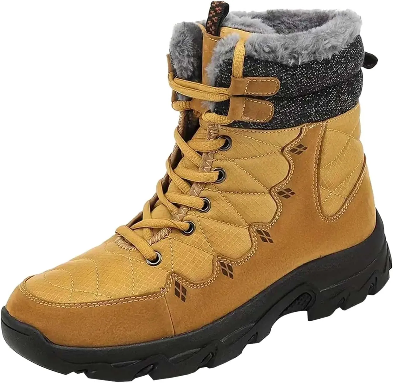 Mens Work Boots Slip On Hiking Sneakers Fur Lined Ankle Boot Women Safety Toe Shoes Slip Resistant Composite Safety Toe Waterproof Industrial Casual Hike Grounded Footwear