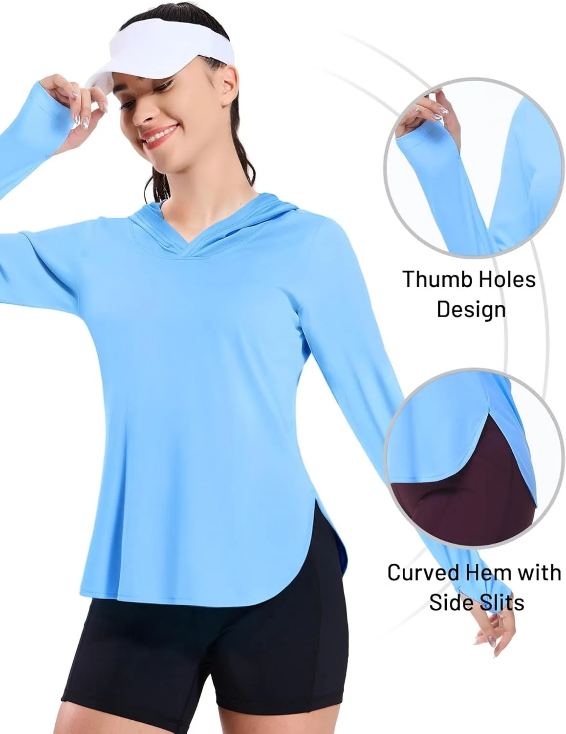 MIER Womens UPF 50  Sun Protection Hoodie Shirts SPF Long Sleeve Dry Fit Athletic Running Hiking Fishing UV T-Shirt Tops