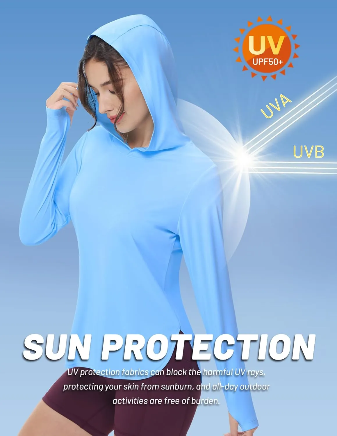 MIER Womens UPF 50  Sun Protection Hoodie Shirts SPF Long Sleeve Dry Fit Athletic Running Hiking Fishing UV T-Shirt Tops