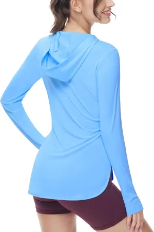 MIER Womens UPF 50  Sun Protection Hoodie Shirts SPF Long Sleeve Dry Fit Athletic Running Hiking Fishing UV T-Shirt Tops