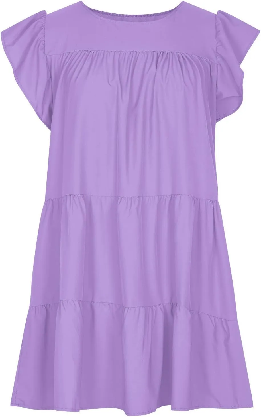 Mini Summer Dresses for Women 2025 Casual Dress Flutter Sleeve Dresses Beach Sun Dress with Pockets Ruffle Dresses