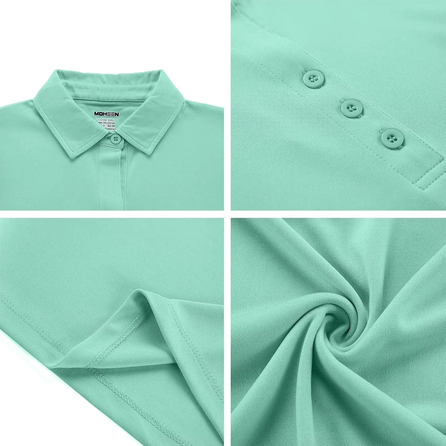 MOHEEN Women's Polo Shirt UPF 50  Quick Dry Moisture Wicking 3/4 Sleeve Golf Sun Shirts Athletic Casual Work S-2XL