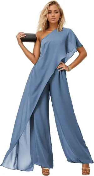 Mother of The Bride Pant Suits for Wedding One Shoulder Jumpsuits Wedding Guest Dress Formal Dress