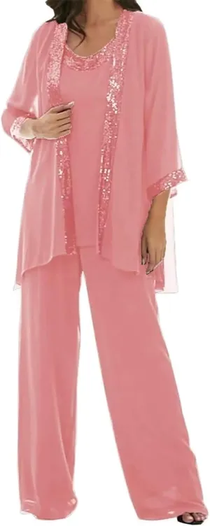 Mother of The Bride Pantsuit for Wedding Chiffon Jumpsuit Dressy Women's Dresses Formal Outfit