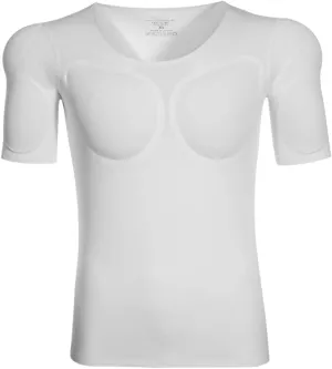 Muscle Body Shirts Padded Men Fake Deltoid Biceps Underwear Stretch Invisible Low Collar Undershirts