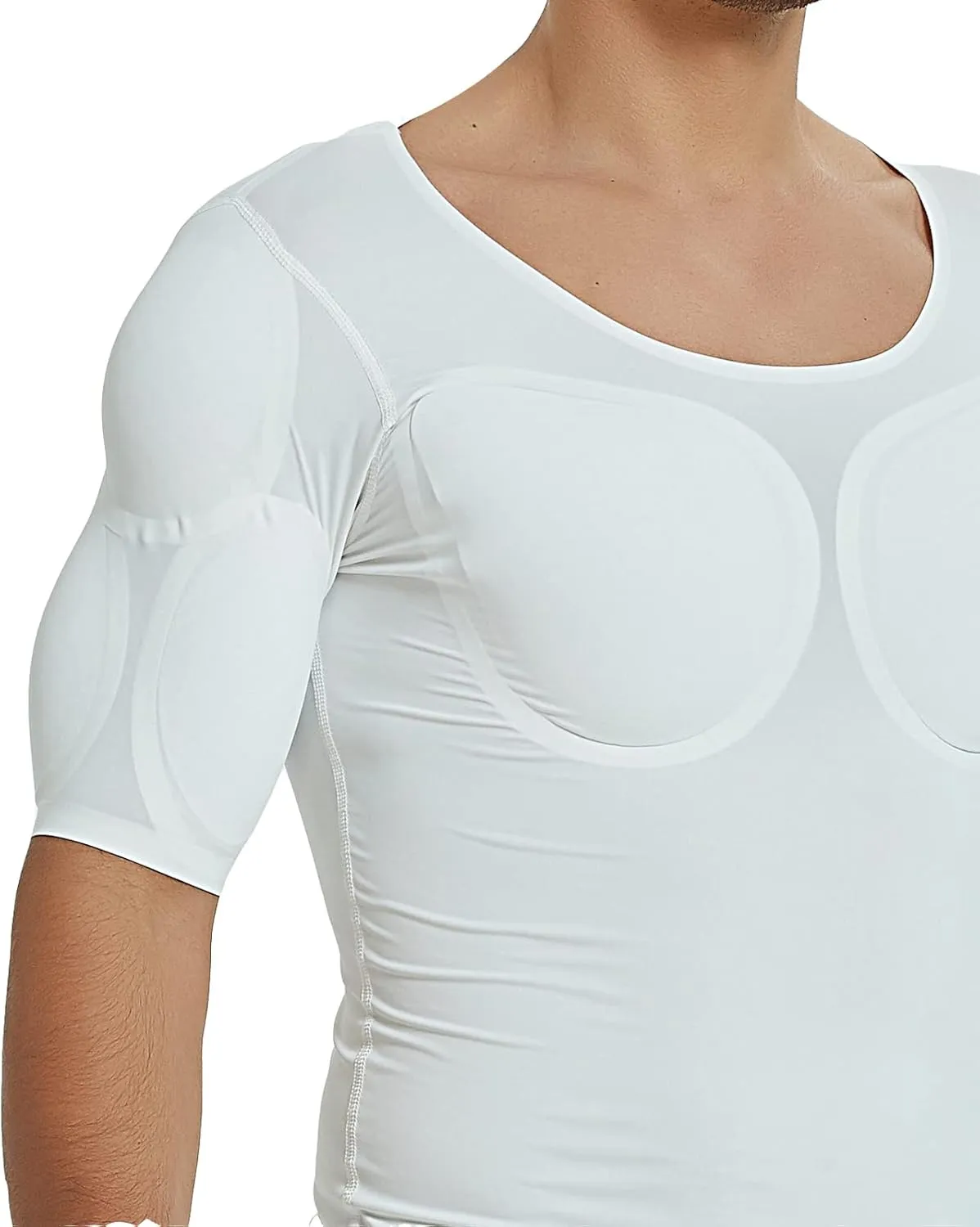 Muscle Body Shirts Padded Men Fake Deltoid Biceps Underwear Stretch Invisible Low Collar Undershirts