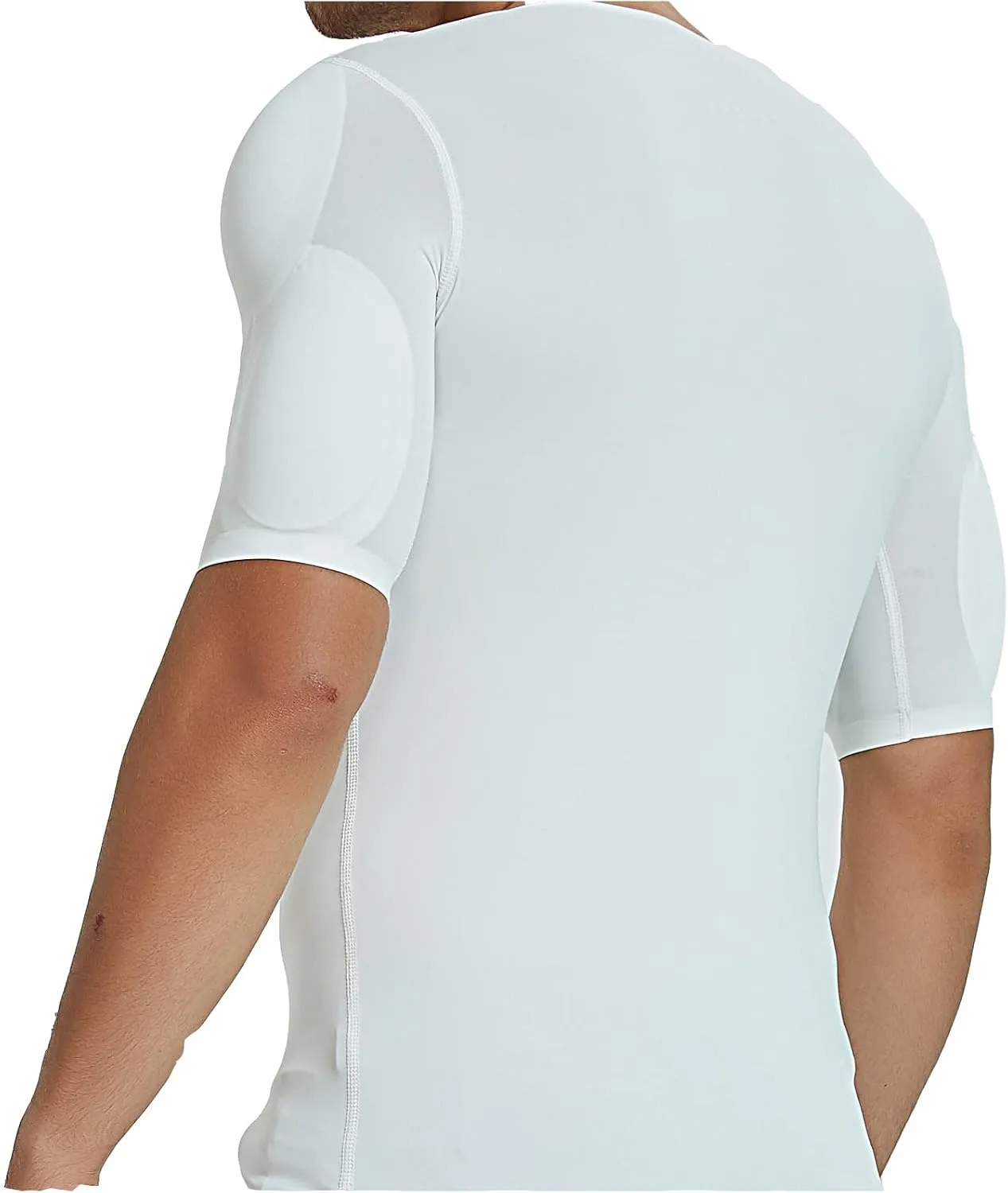 Muscle Body Shirts Padded Men Fake Deltoid Biceps Underwear Stretch Invisible Low Collar Undershirts