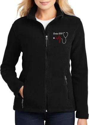 NACRE APPAREL Custom Embroidered Midweight Fleece Jacket for Men & Women Personalized Stethescope Print Jacket