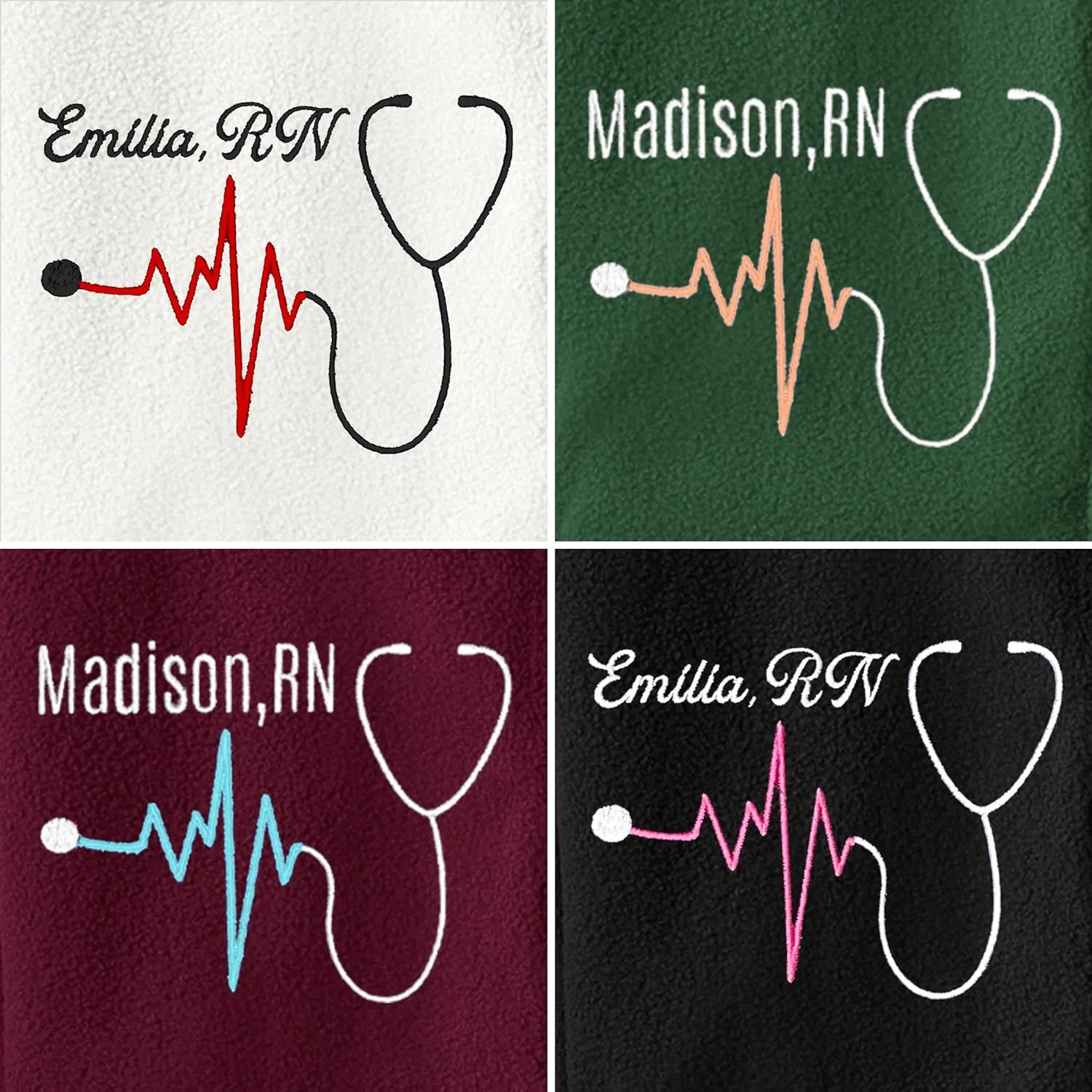 NACRE APPAREL Custom Embroidered Midweight Fleece Jacket for Men & Women Personalized Stethescope Print Jacket