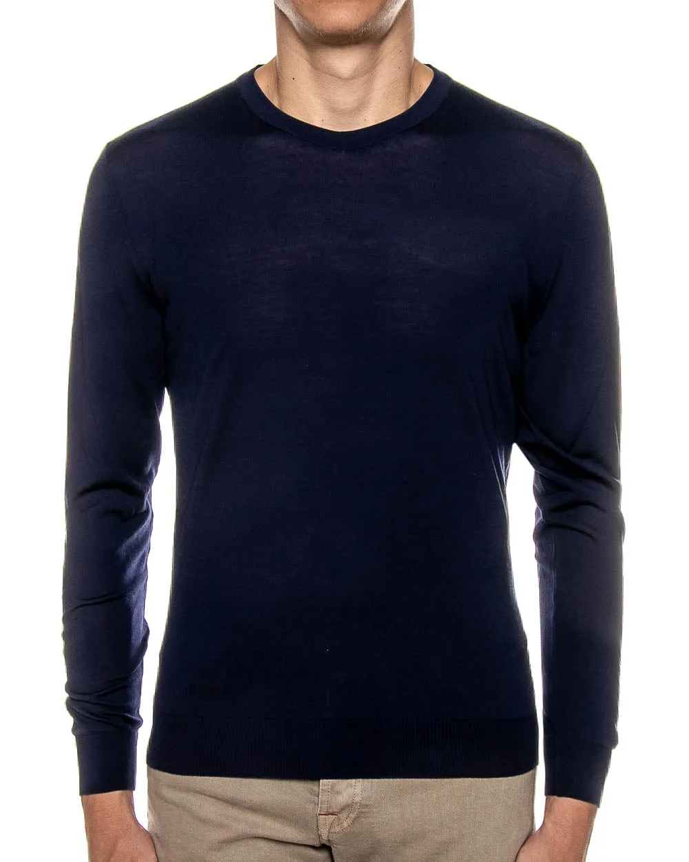 Navy Crew Neck Cashmere Knit Sweater