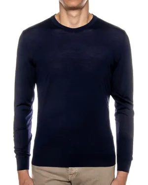 Navy Crew Neck Cashmere Knit Sweater