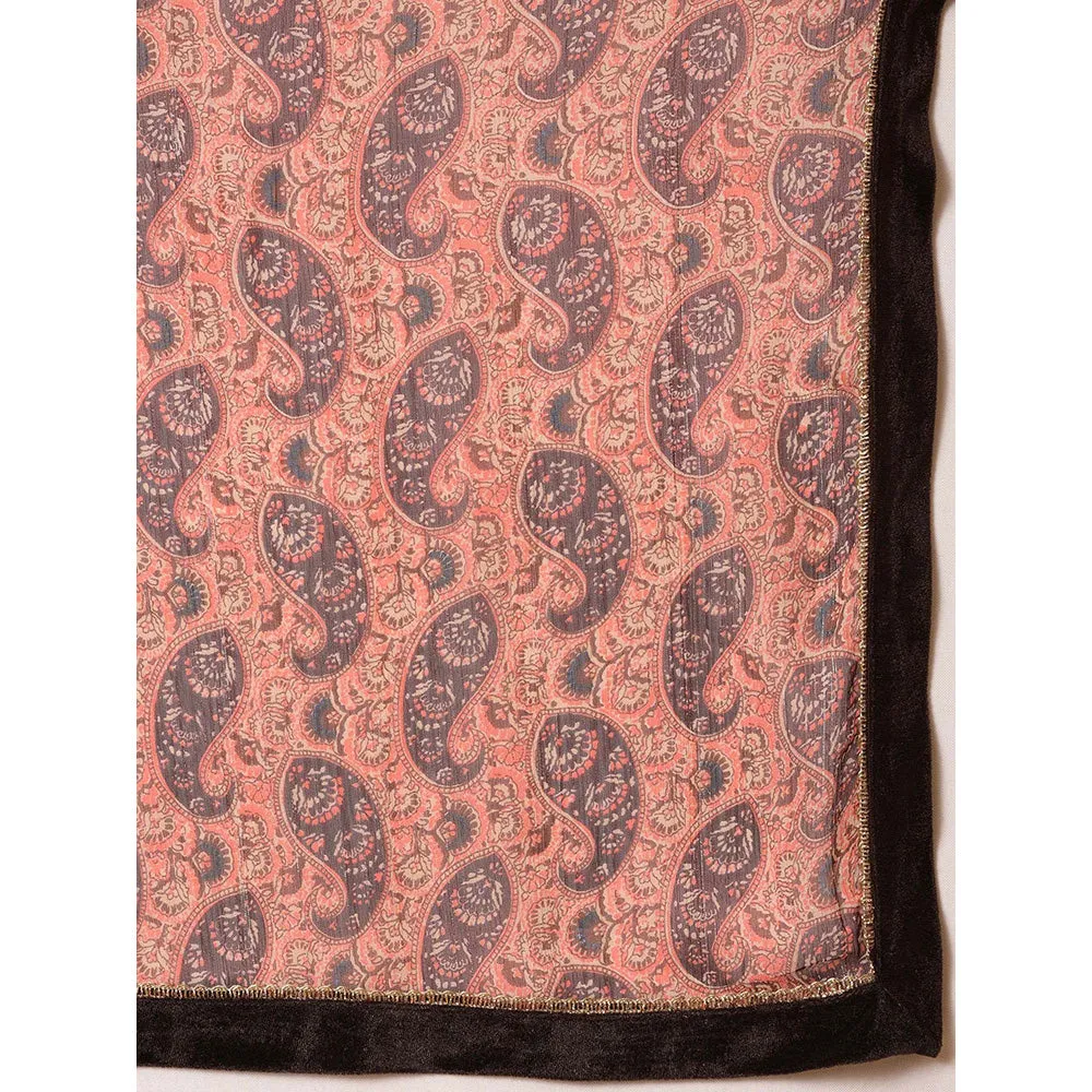 NUHH Toasted Coffee Kurta, Pant & Dupatta (Set of 3)