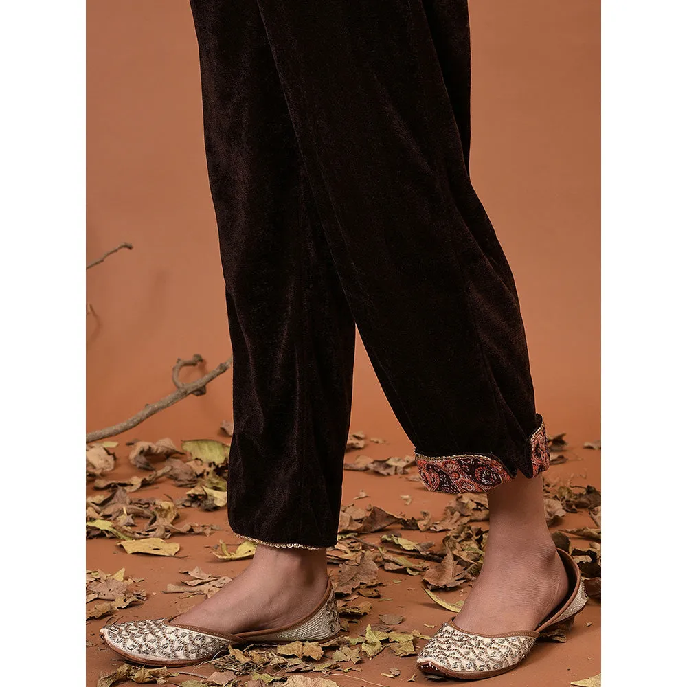 NUHH Toasted Coffee Kurta, Pant & Dupatta (Set of 3)