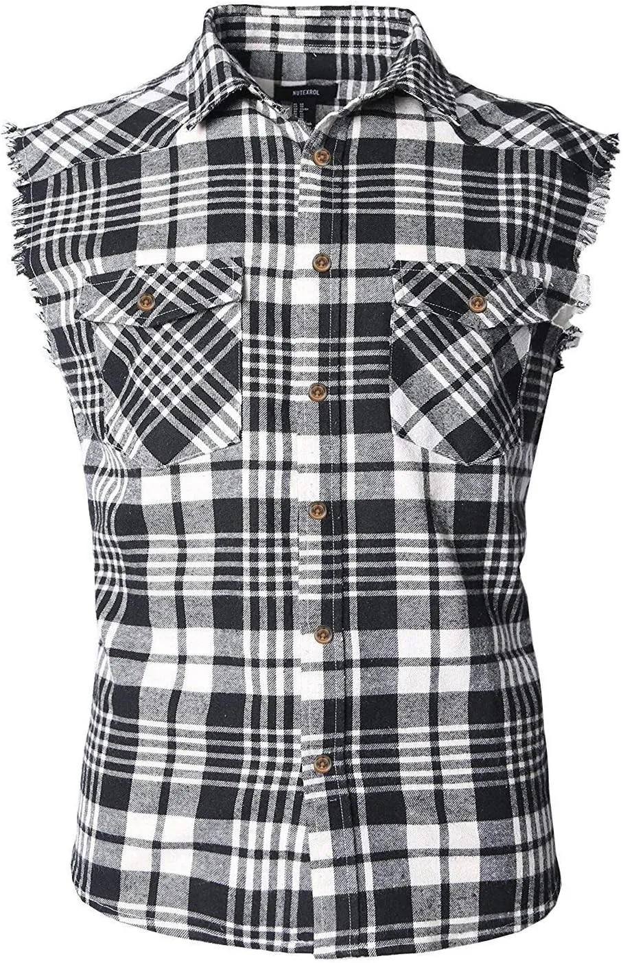 NUTEXROL Men's Casual Flannel Plaid Shirt Sleeveless Plus Size Vest