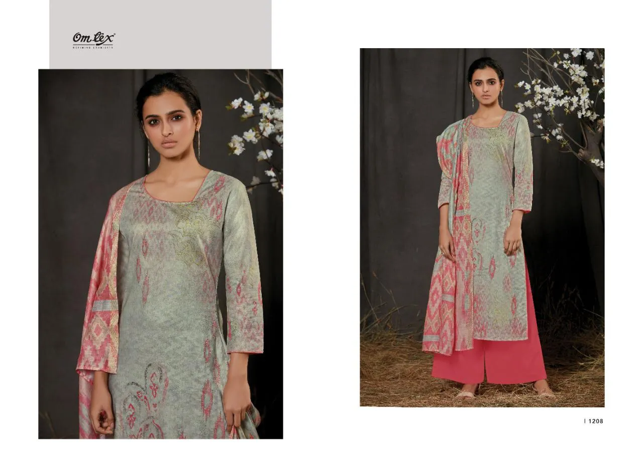 OMTEX AASA LAWN COTTON DIGITAL PRINT DRESS MATERIAL WITH HANDWORK